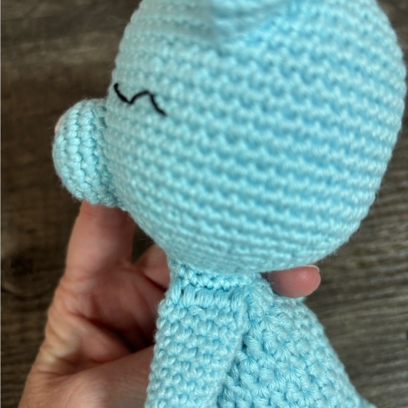 NWOT Handmade Light Blue Crochet Bear Lovey - Picture 7 of 12